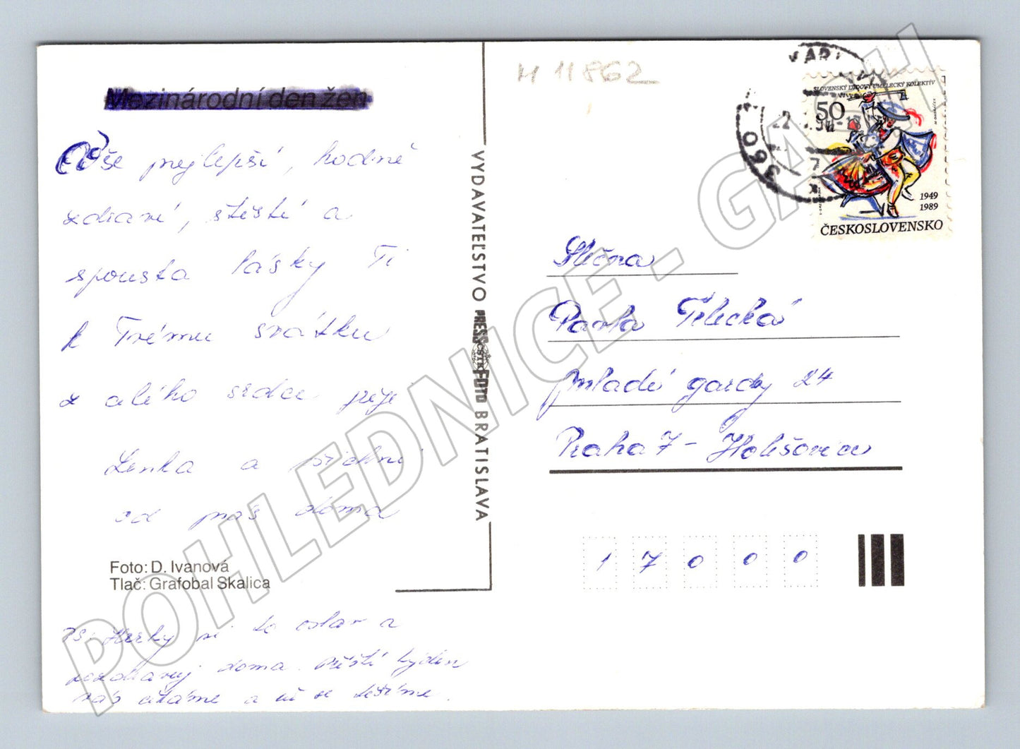 Pohlednice červené růže MDŽ (M11862)