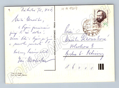 Pohlednice růžové květy Československo 1975 (M11869)