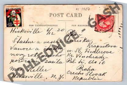 Pohlednice Vánoční USA–Praha 1920 (M1187)
