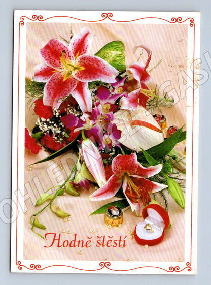 Pohlednice Hodně štěstí květiny (M11878)