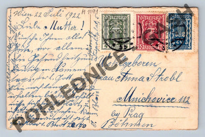 Pohlednice Rakousko 1922 – květiny Vídeň (M1191)