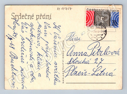 Pohlednice červené růže Československo 1968 (M11917)
