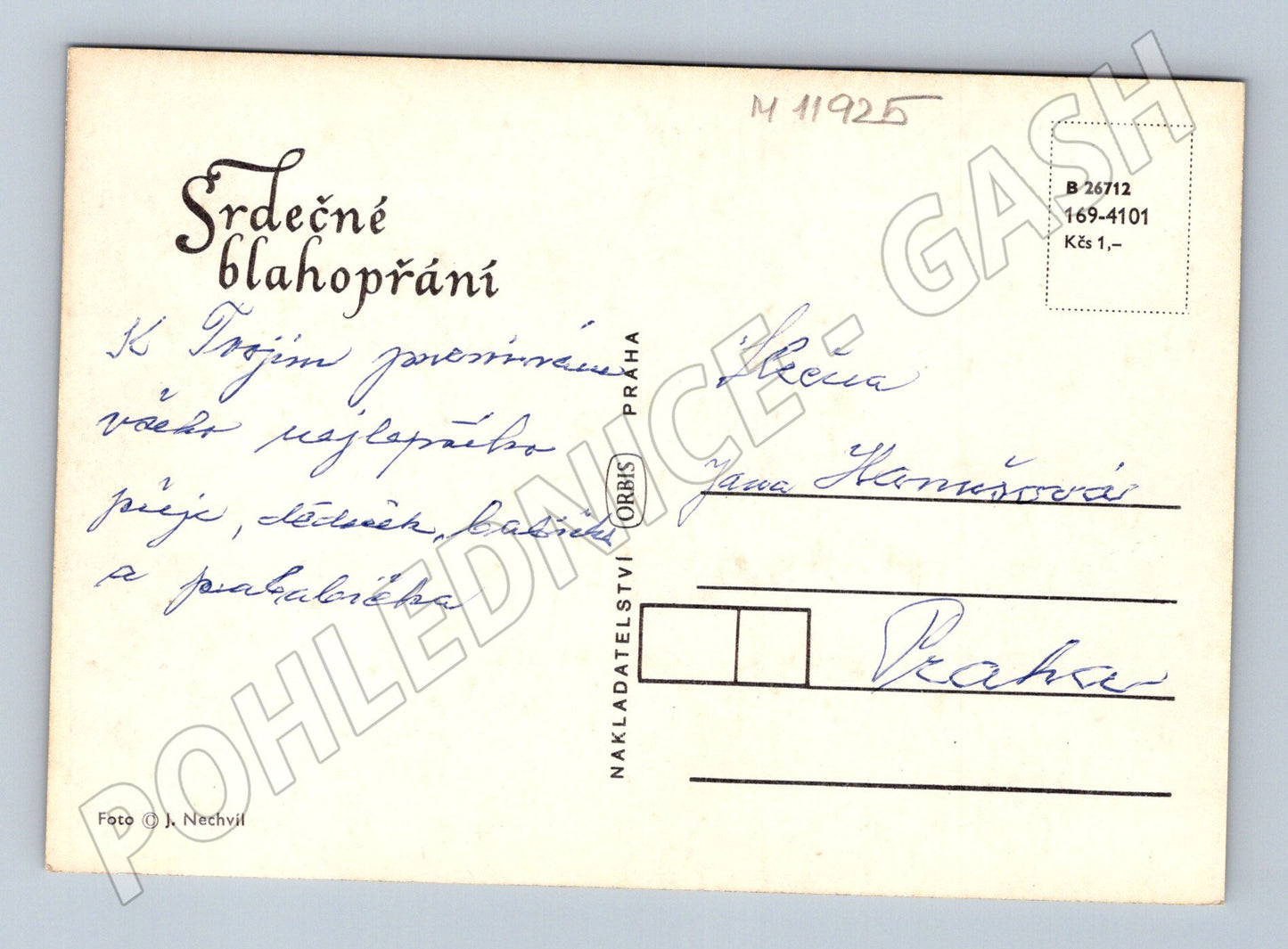 Pohlednice srdečné blahopřání (M11925)