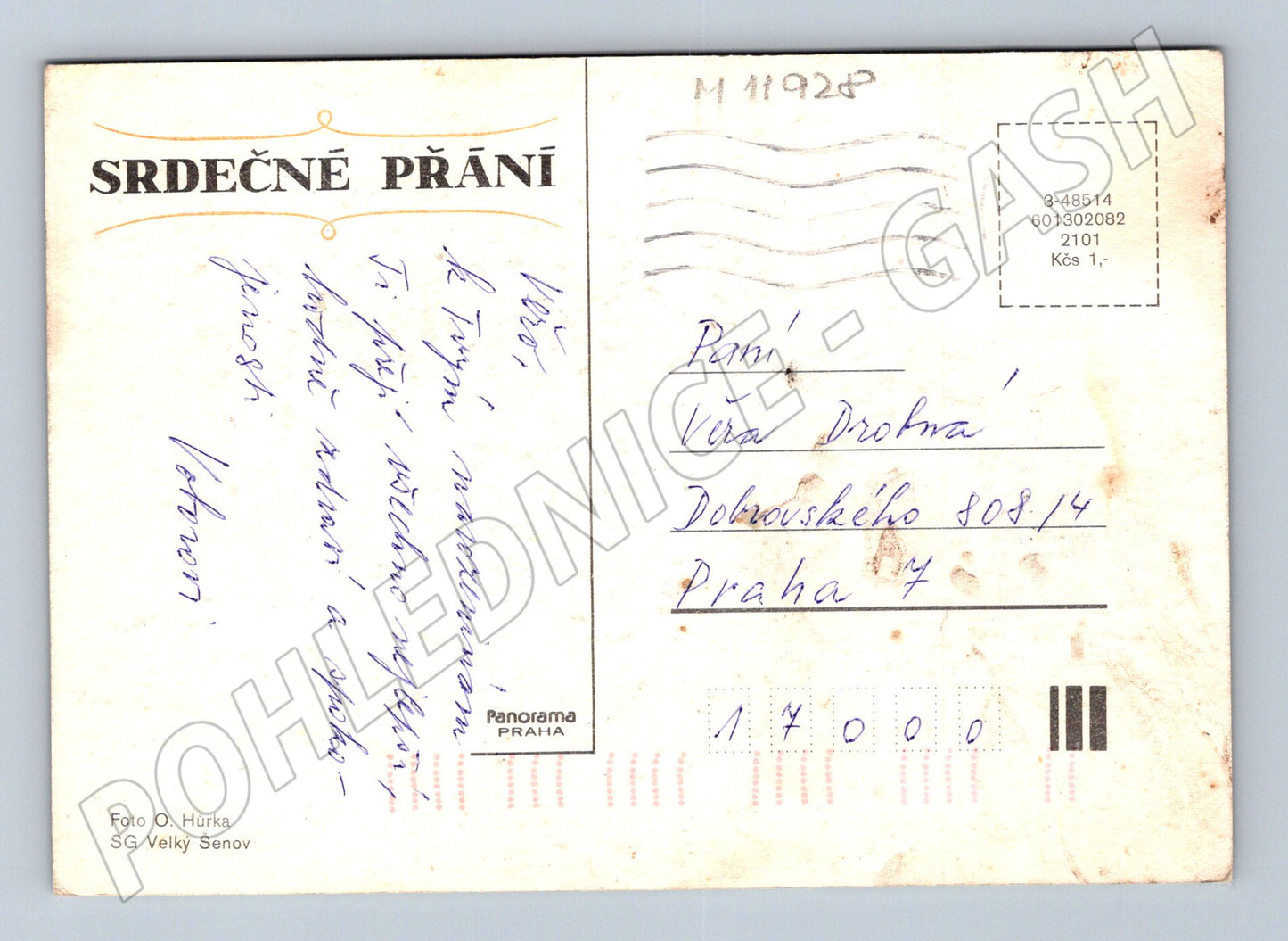 Pohlednice Starý pohled s žlutými květy do Prahy (M11928)