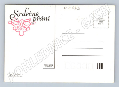 Pohlednice Srdečné přání – keramická váza s květinami (M11943)