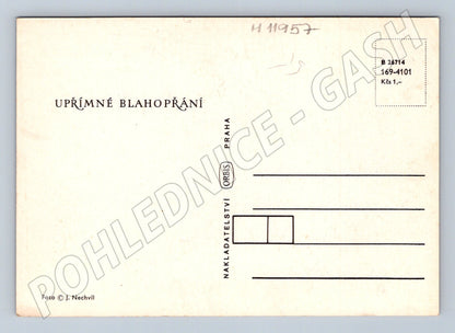 Pohlednice zátiší s kopretinami a hruškami (M11957)