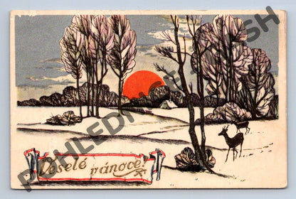 Pohlednice Srnky – zimní krajina 1939 (M1197)
