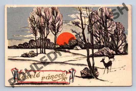 Pohlednice Srnky – zimní krajina 1939 (M1197)