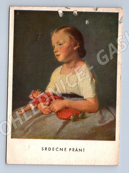Pohlednice Děvčátko s panenkou (M11970)