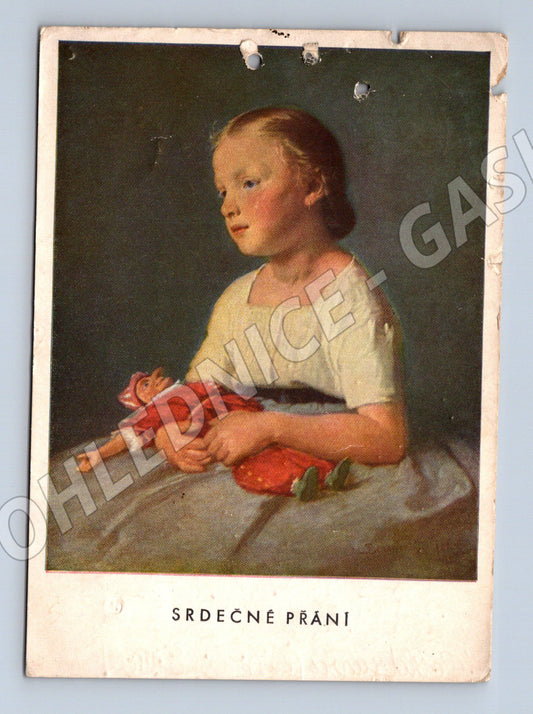 Pohlednice Děvčátko s panenkou (M11970)