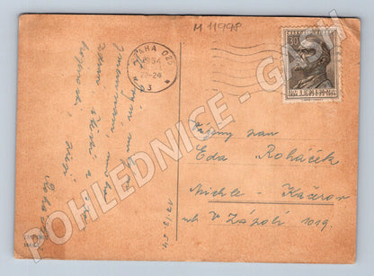 Pohlednice Starobylá květinová, ČSR 1954, známka Lenin (M11998)
