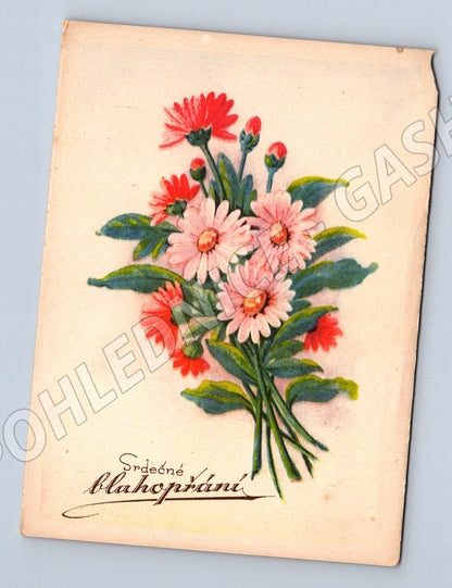 Pohlednice Stará pohlednice s květinami (M12045)