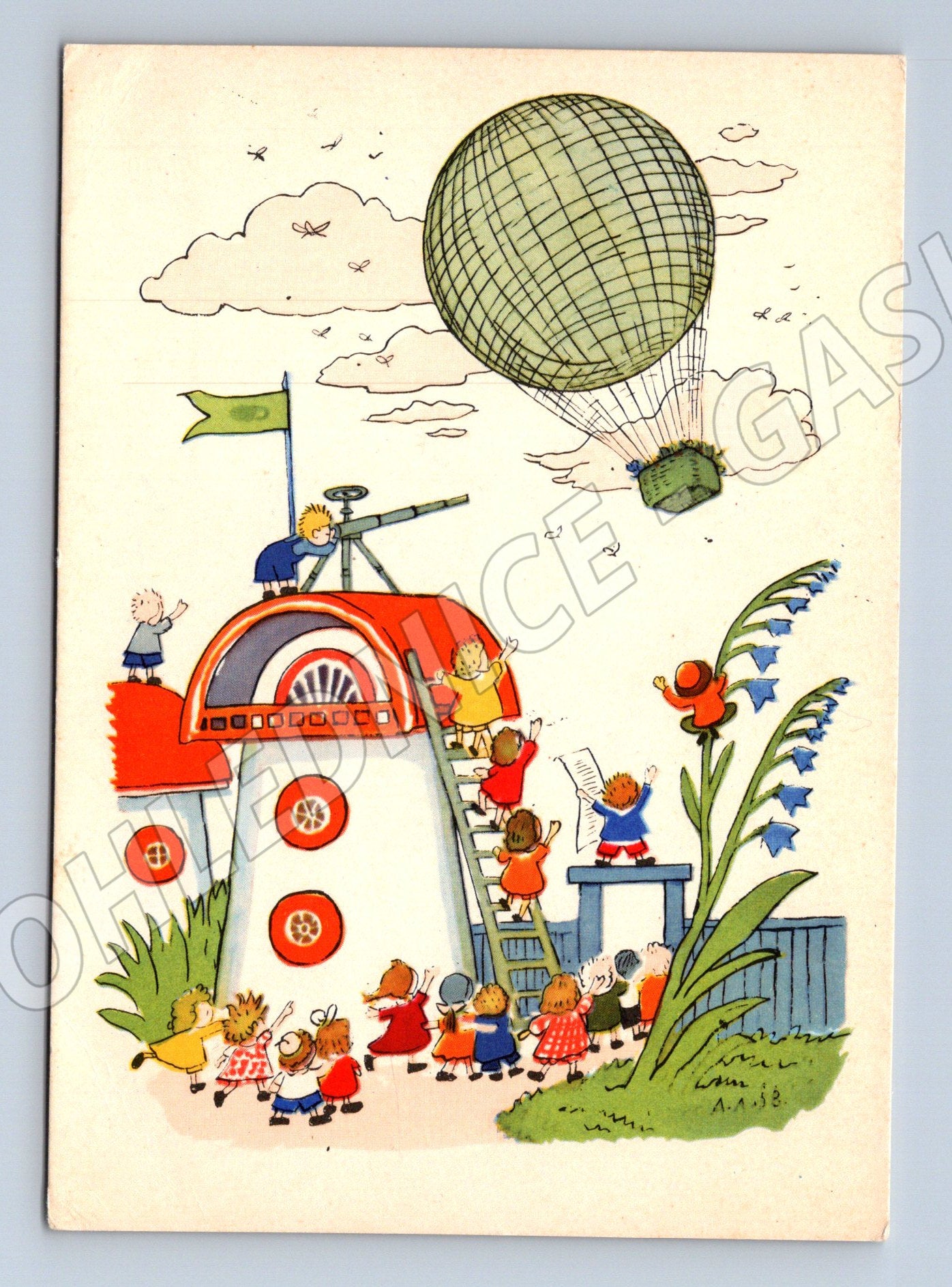 Pohlednice Dětská ilustrace balón (M12070)