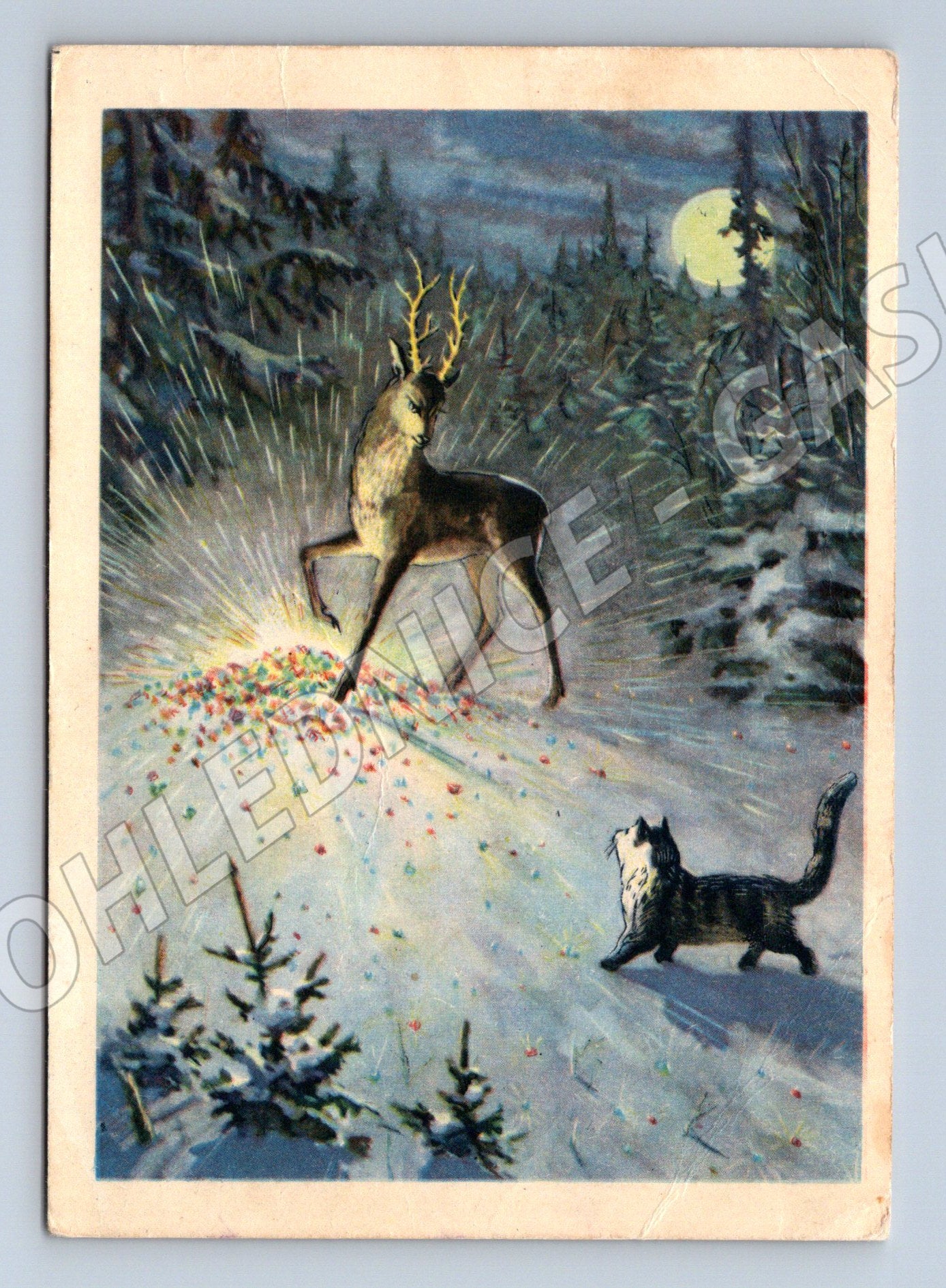 Pohlednice SSSR 1957 Stříbrné kopýtko, ilustrace (M12072)