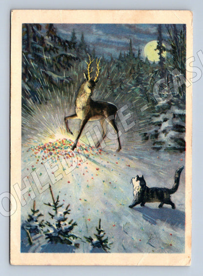 Pohlednice SSSR 1957 Stříbrné kopýtko, ilustrace (M12072)