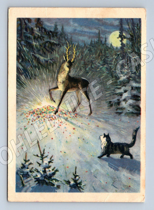 Pohlednice SSSR 1957 Stříbrné kopýtko, ilustrace (M12072)