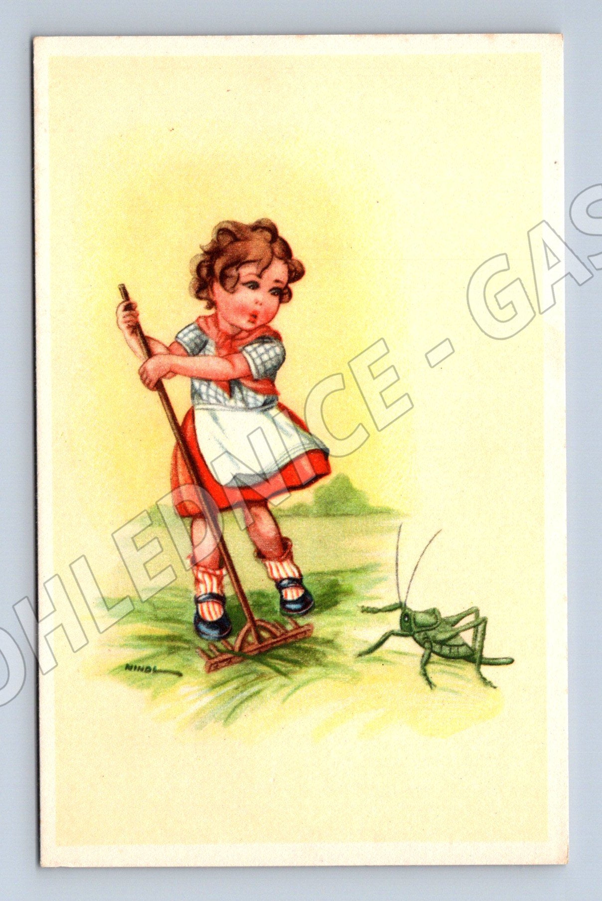 Pohlednice Dítě s kolečkem a kobylkou (M12088)