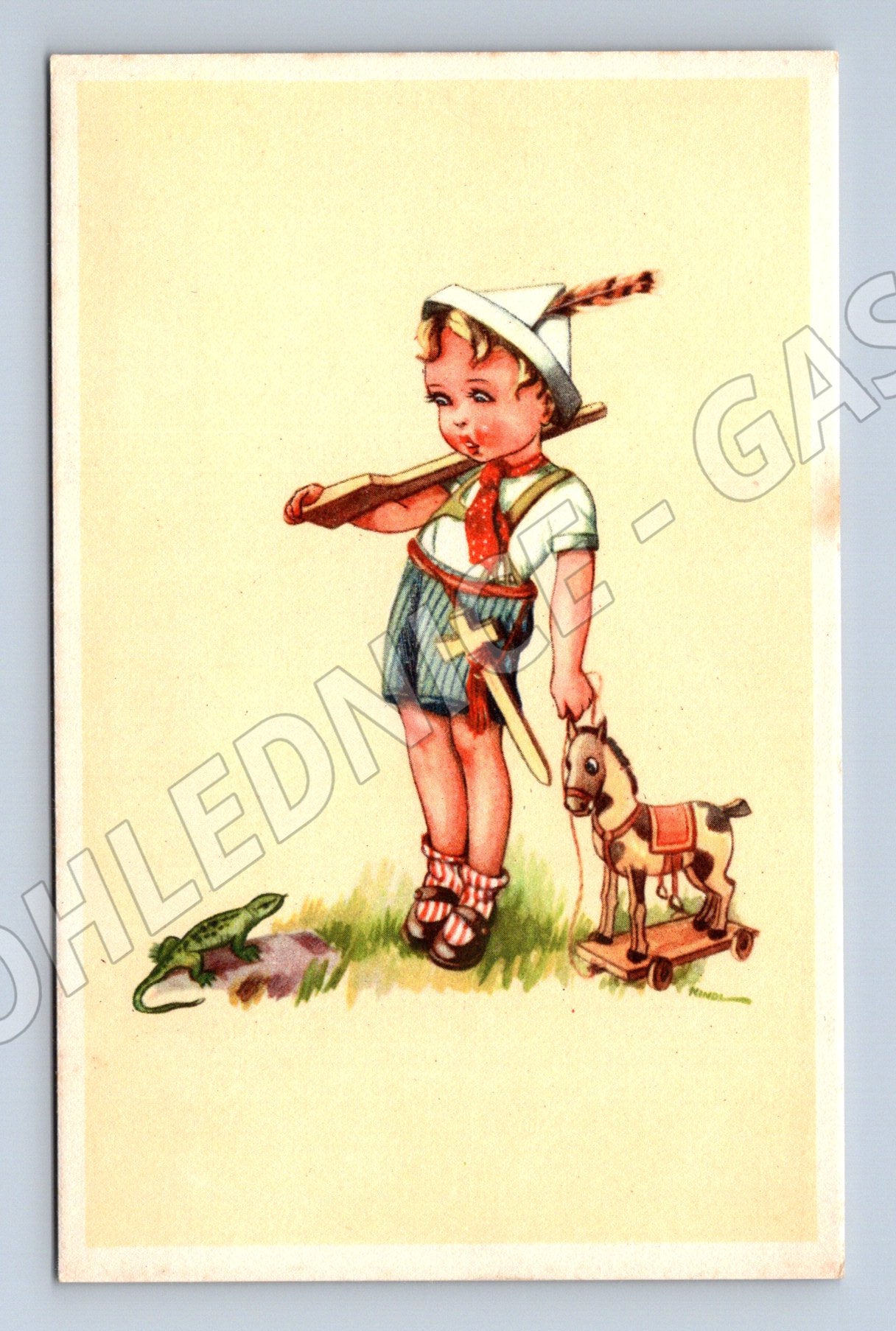 Pohlednice Dítě v kroji s hračkou (M12089)