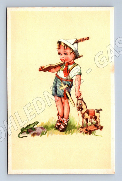 Pohlednice Dítě v kroji s hračkou (M12089)