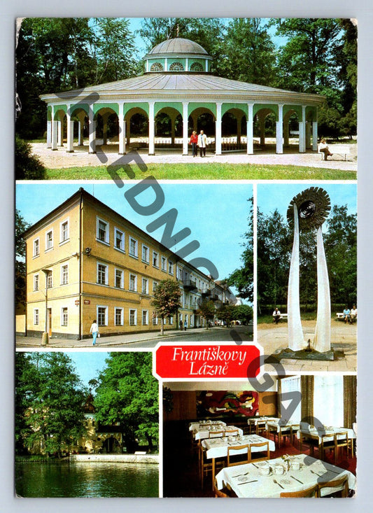 Pohlednice Františkovy Lázně koláž použitá (M121)