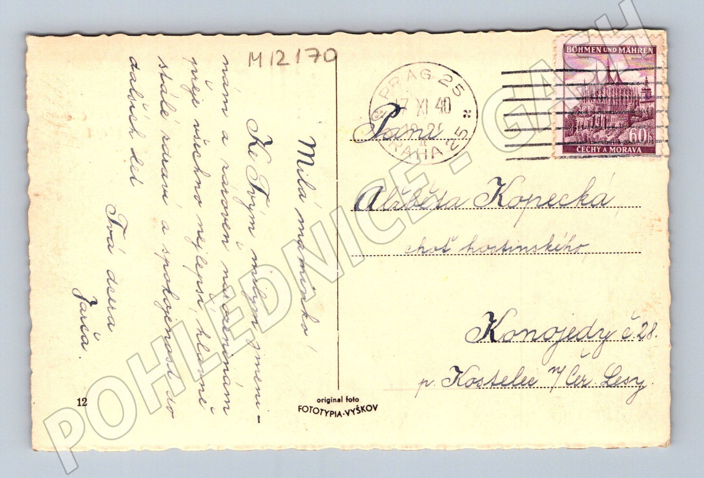 Pohlednice Bílé růže Srdečné přání (M12170)