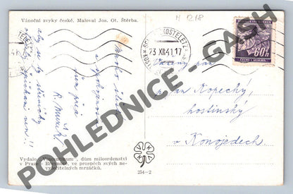Pohlednice Házení střevíčku – etnografie 1941 (M1218)