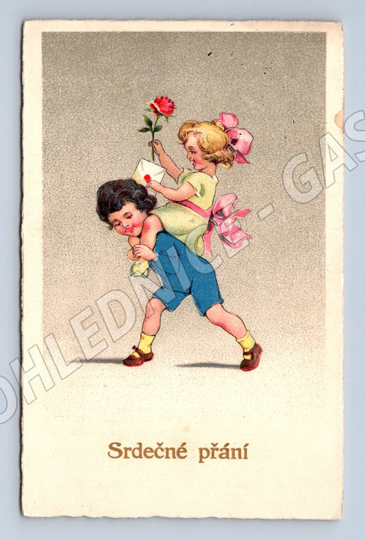 Pohlednice Srdečné přání 1914 ilustrovaná (M12184)