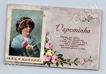 Pohlednice Vzpomínka portrét dívky (M12268)