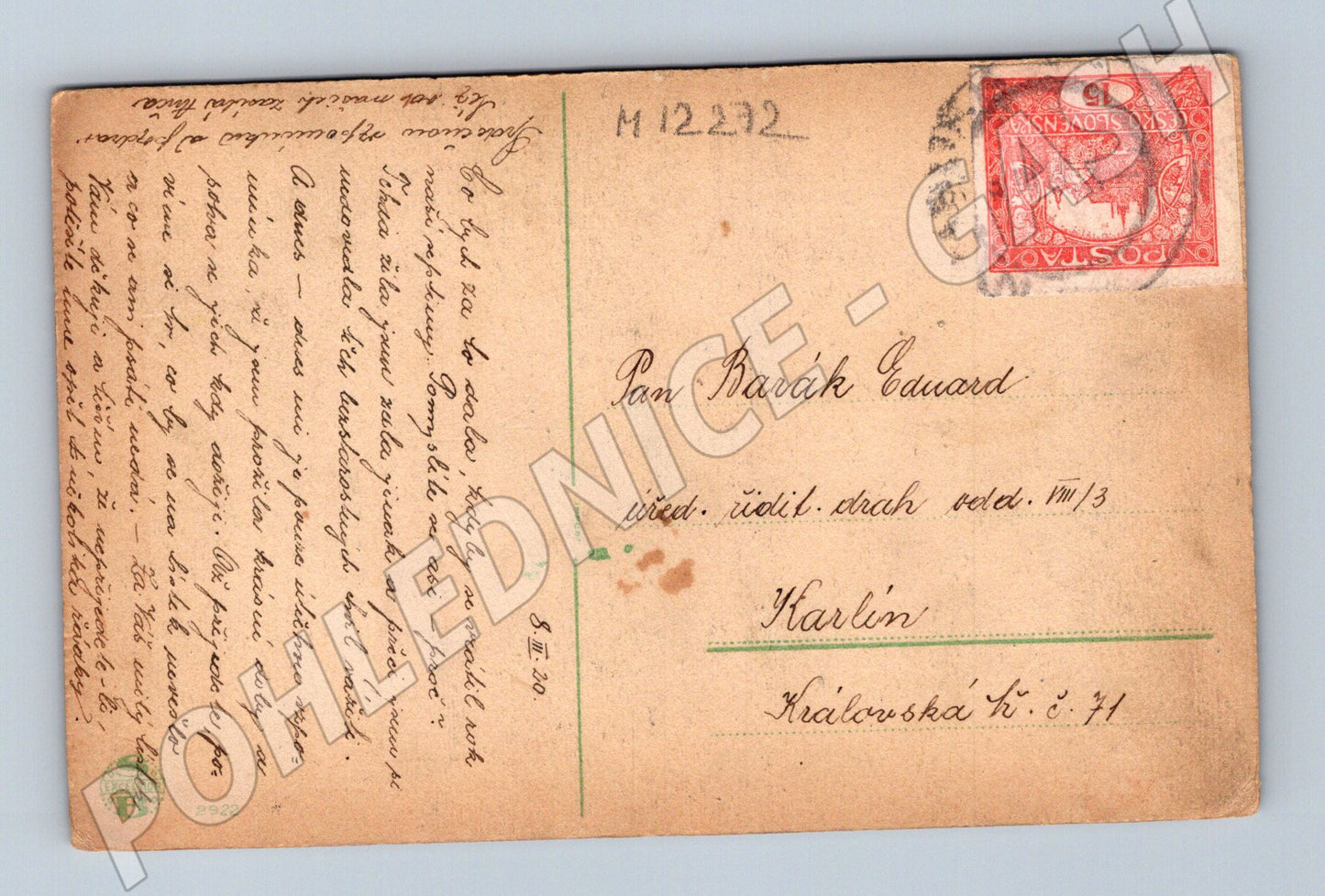 Pohlednice 1920 – portrét dámy (M12272)