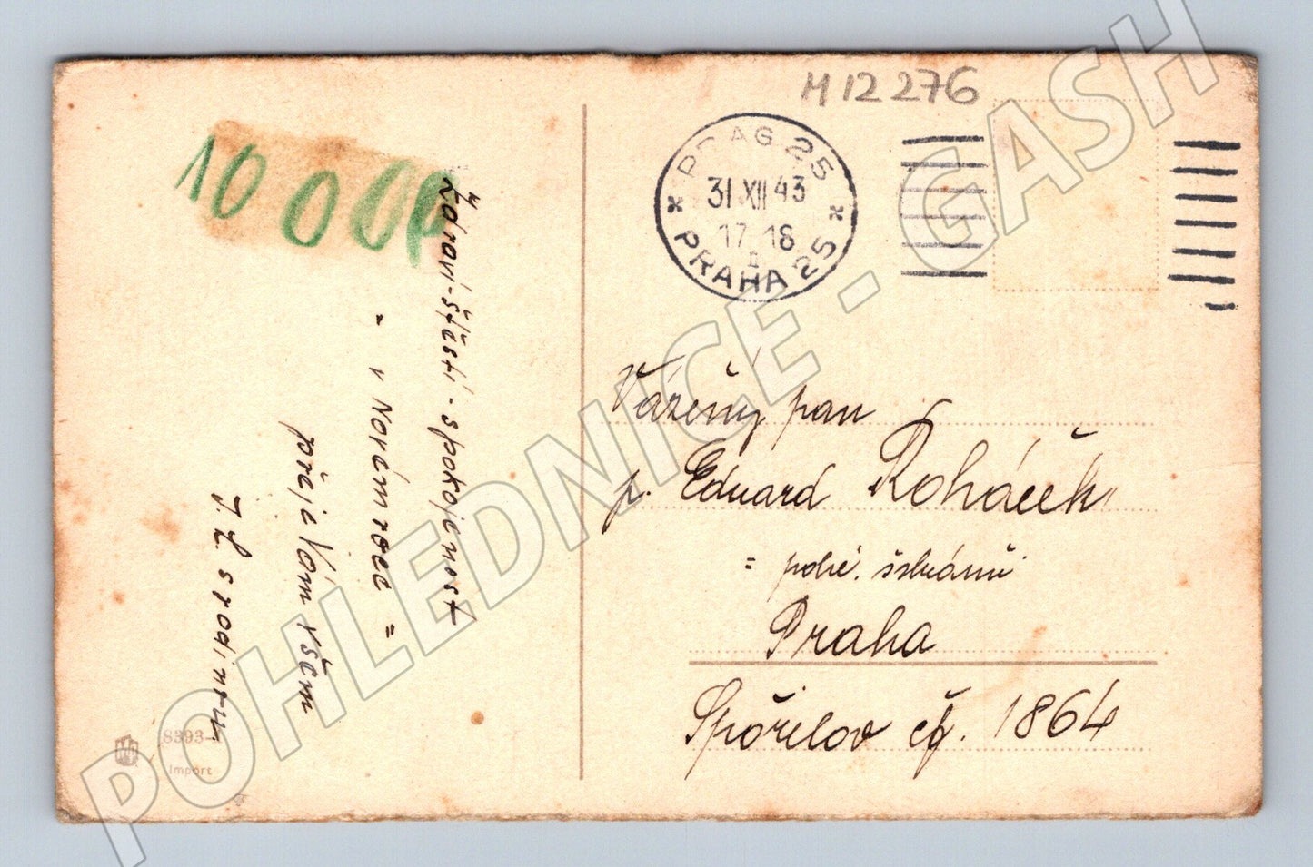 Pohlednice květiny Praha 1943 (M12276)