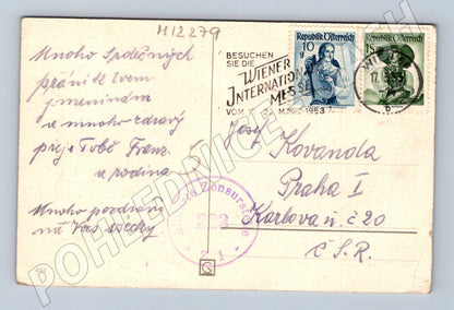 Pohlednice Rakousko 1953 – blahopřání ke svátku (M12279)