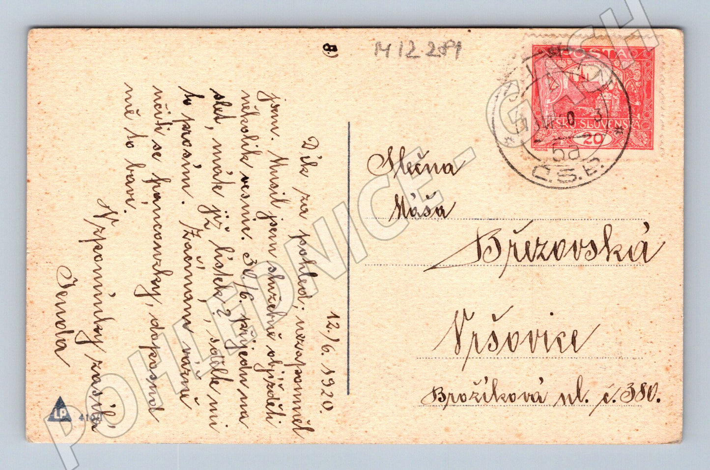 Pohlednice dáma s květinami (M12281)