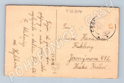 Pohlednice Historická 1938 čtyřlístky podkova štěstí (M12304)
