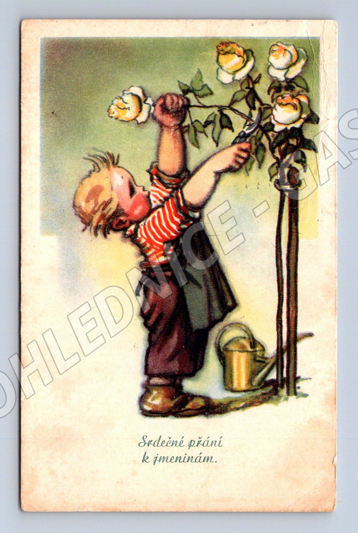 Pohlednice ilustrace dítě přání k jmeninám (M12328)