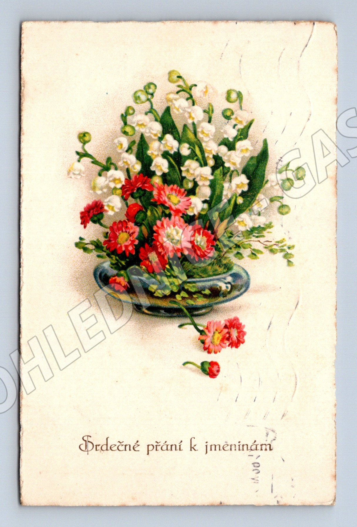Pohlednice ČSR 1929 jmeniny květinová ilustrace (M12377)