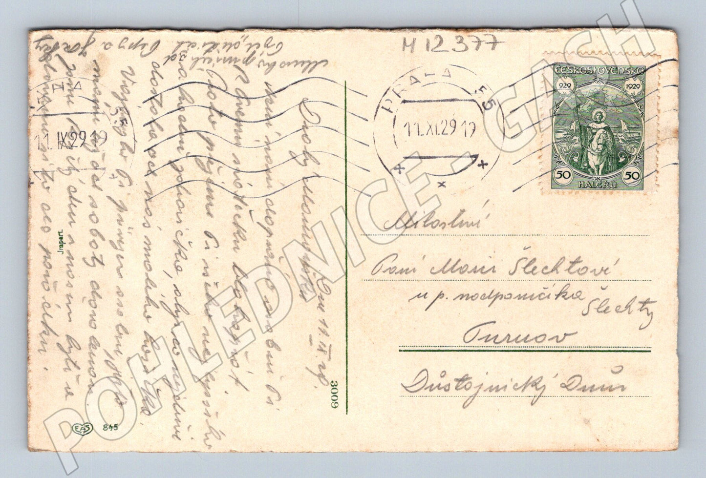 Pohlednice ČSR 1929 jmeniny květinová ilustrace (M12377)