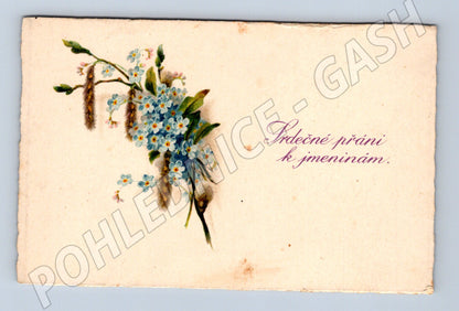 Pohlednice ČSR 1933 Květiny Jmeniny Známka Masaryk (M12383)