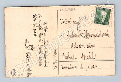 Pohlednice ČSR 1933 Květiny Jmeniny Známka Masaryk (M12383)