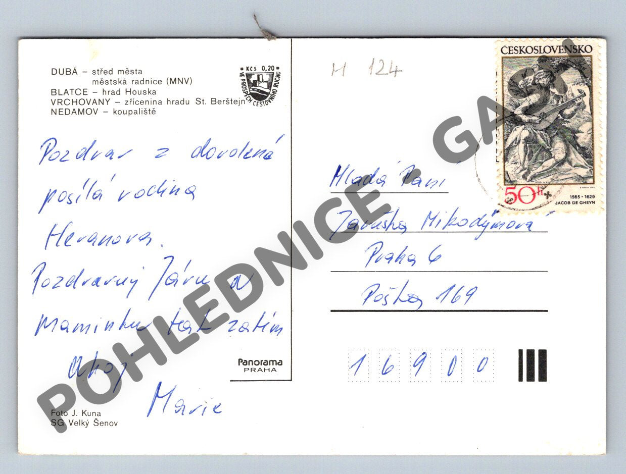Pohlednice Dubá okolí více záběrů známka ČSR (M124)