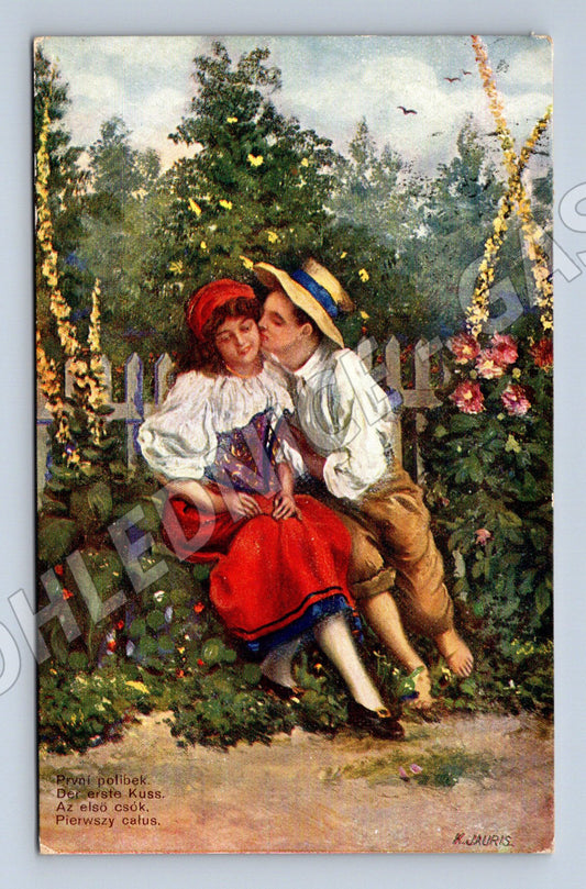 Pohlednice etnografie první polibek kroje (M12401)