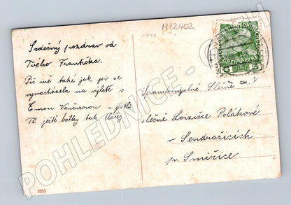 Pohlednice Starý pohled – romantický pár u řeky (M12402)