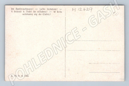 Pohlednice modlitba u sochy Panny Marie (M12429)