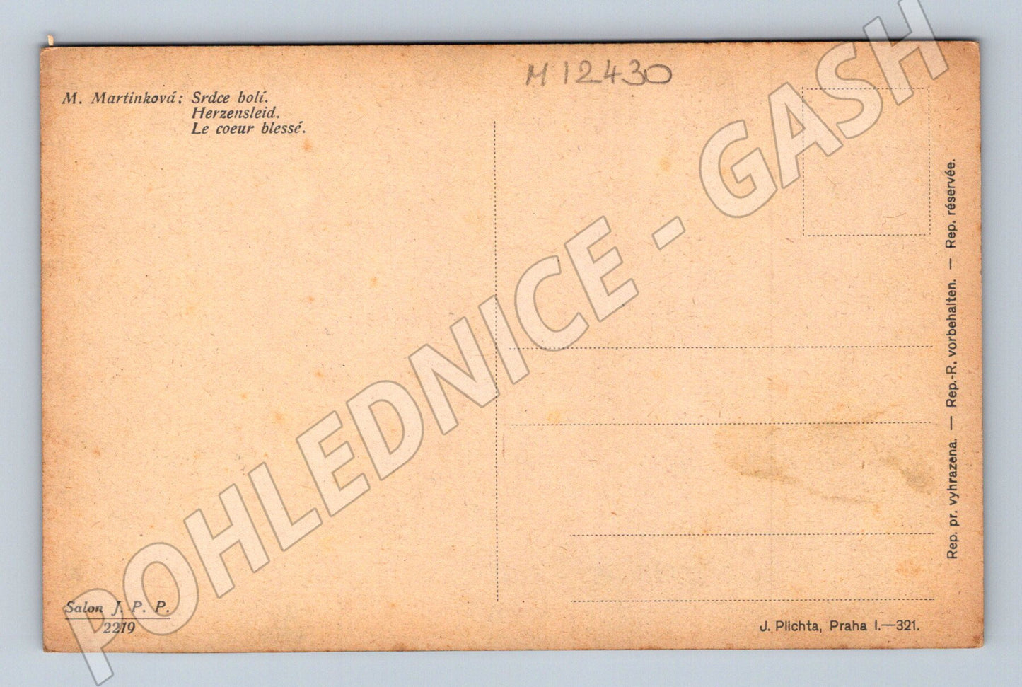 Pohlednice Srdce bolí J. Plichta (M12430)