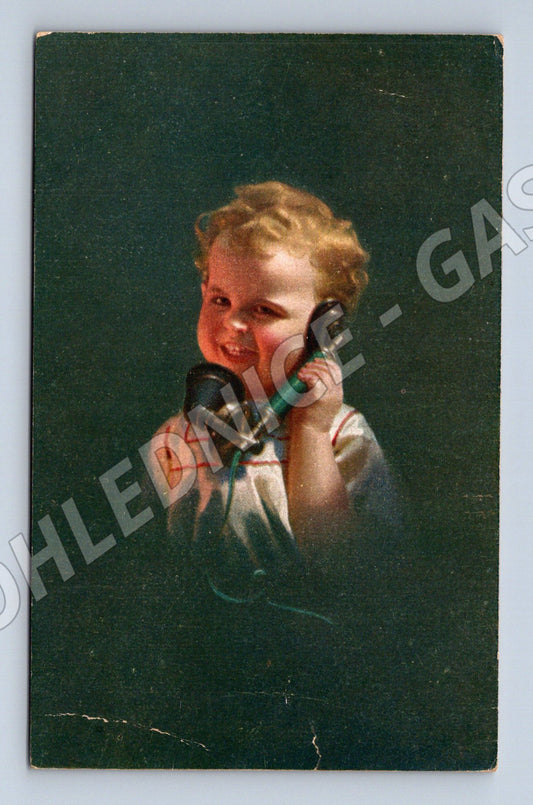 Pohlednice Dítě s telefonem Československo (M12484)