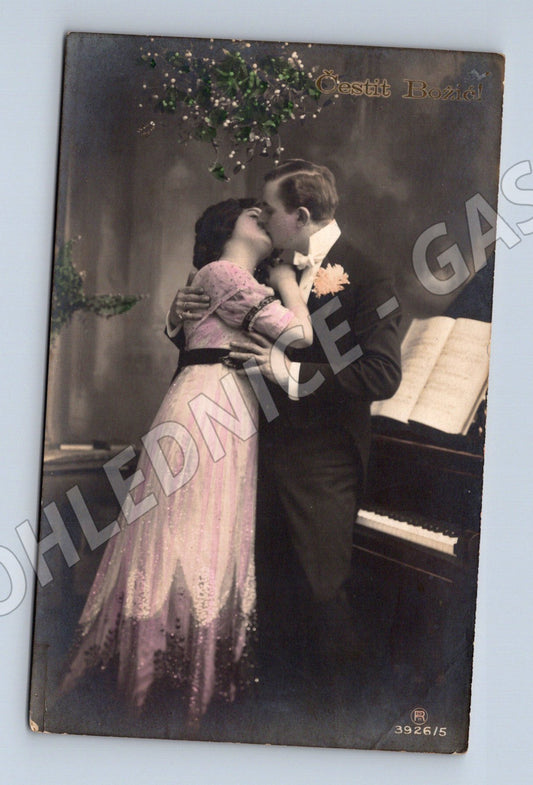 Pohlednice Rakousko-Uhersko 1908 Pár u klavíru (M12488)