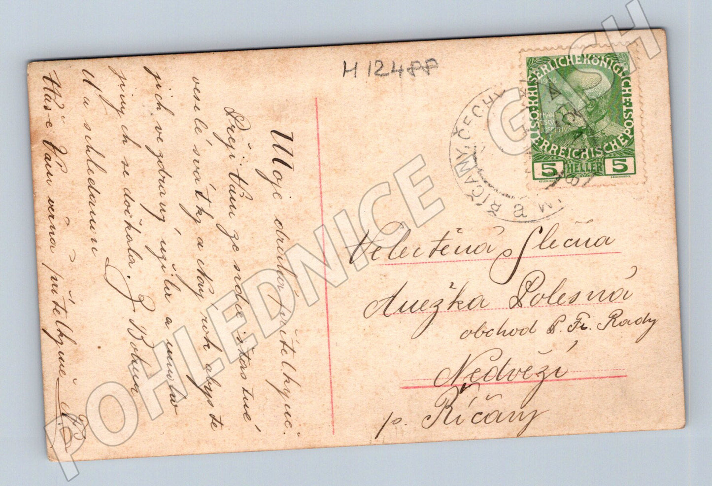 Pohlednice Rakousko-Uhersko 1908 Pár u klavíru (M12488)