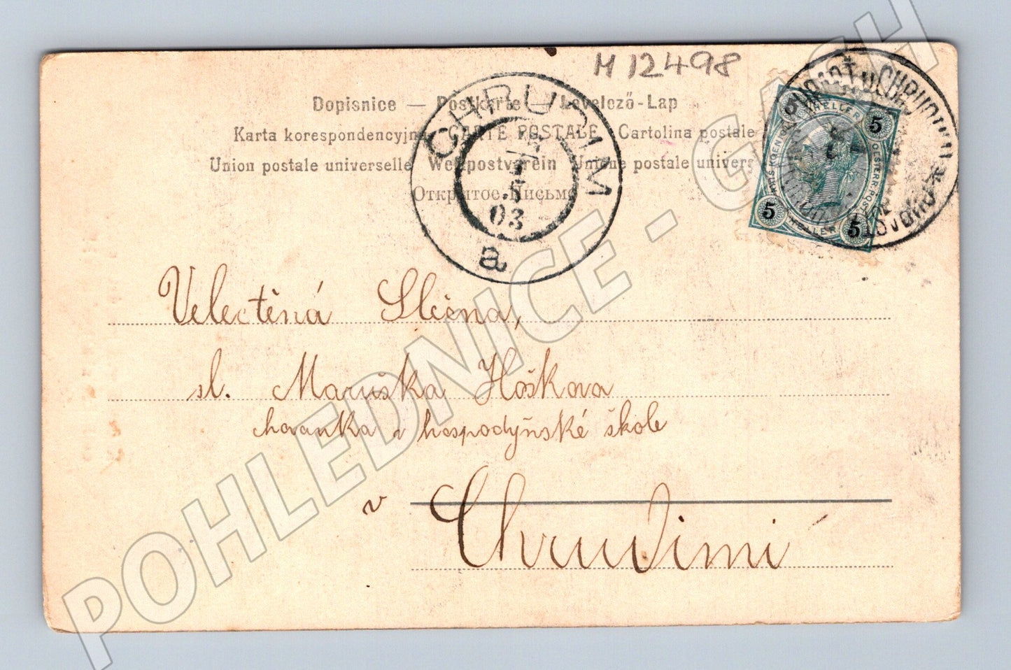 Pohlednice Rakousko-Uhersko 1903 Romantický pár (M12498)