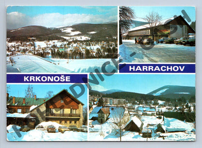 Pohlednice Krkonoše Harrachov zimní známka ČSSR (M125)