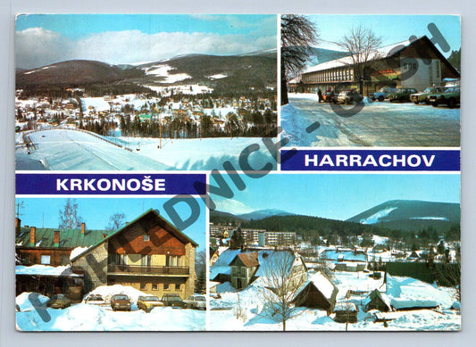 Pohlednice Krkonoše Harrachov zimní známka ČSSR (M125)