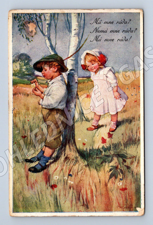 Pohlednice Děti na louce, Čechy, Rakousko-Uhersko (M12503)